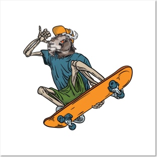 Funny Skater Goat Lover Colorful Posters and Art